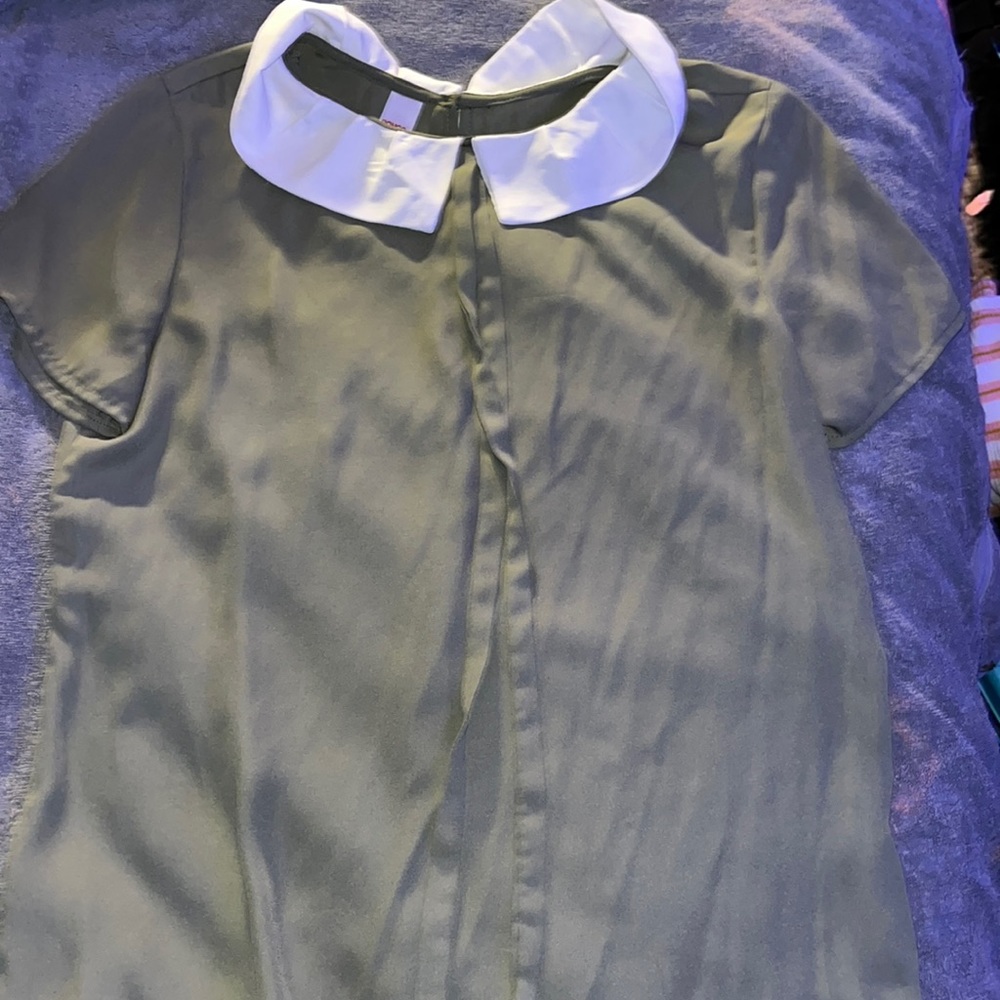 brownish green shirt